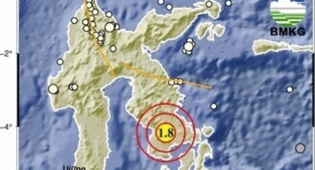 Gempa Dangkal Magnitudo 1.8 Guncang Kolaka Timur Malam Ini
