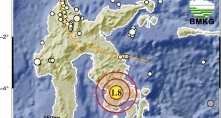 Gempa Dangkal Magnitudo 1.8 Guncang Kolaka Timur Malam Ini