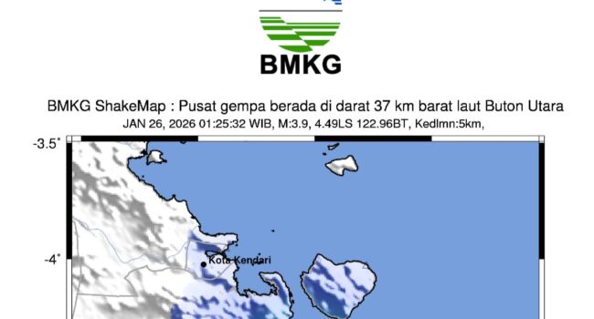 Dini Hari, Buton Utara Diguncang Gempa Tektonik M 3,9 Akibat Sesar Aktif