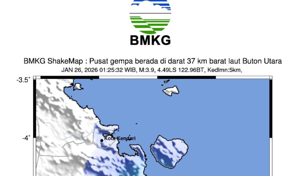 Dini Hari, Buton Utara Diguncang Gempa Tektonik M 3,9 Akibat Sesar Aktif
